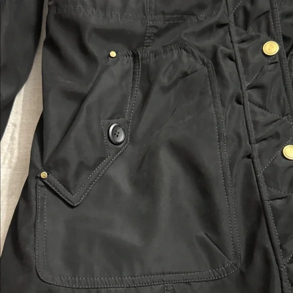 Madison Black Coat with Faux Fur Hood - Picture 10 of 14